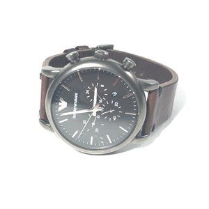 Emporio Armani Dress AR1919 Black/Brown Leather Analog Quartz Men's Watch